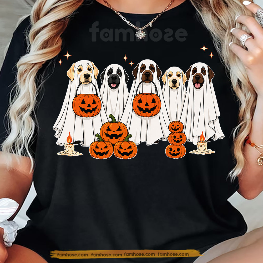 Cute Halloween Labrador Dog T-Shirt, Cute Ghost Dog Tees Spooky Season Gift For Labrador Dog Lover