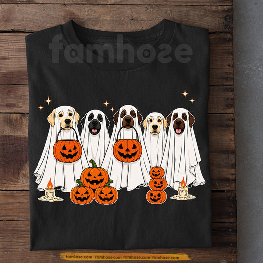 Cute Halloween Labrador Dog T-Shirt, Cute Ghost Dog Tees Spooky Season Gift For Labrador Dog Lover