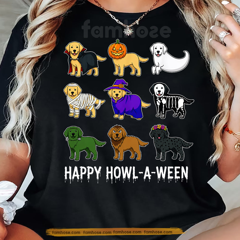 Funny Halloween Labrador Dog Costume T-Shirt, Happy Howl-A-Ween Tees Spooky Season Gift For Labrador Dog Lover