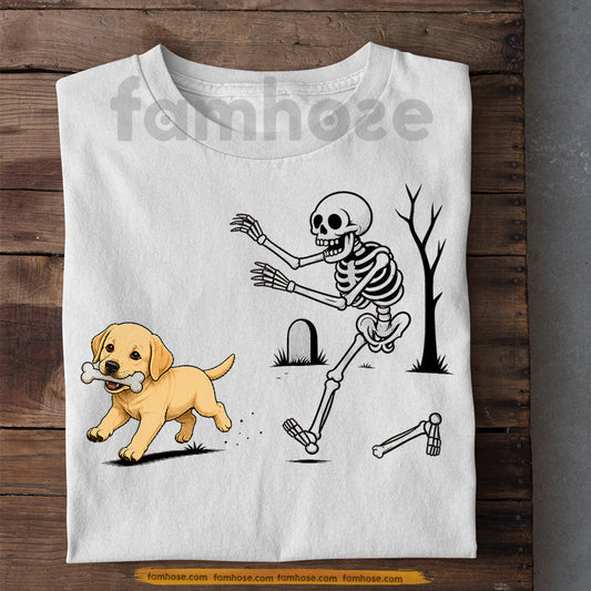 Funny Halloween Labrador Dog Skeleton T-Shirt, Give Me Back My Bone Tees Spooky Season Gift For Labrador Dog Lover