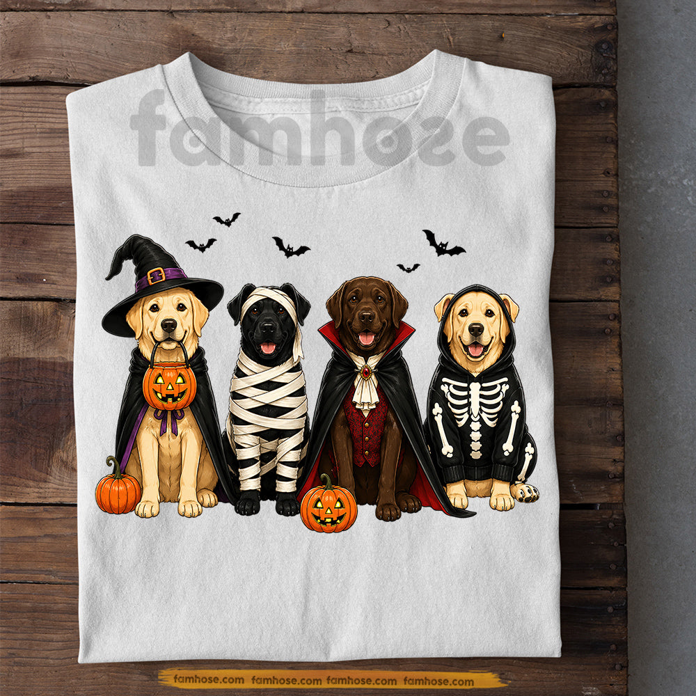 Halloween Labrador Dog T-Shirt, Cute Witch Mummy Vampire Skeleton Dog Tees Fall Spooky Season Gift For Labrador Dog Lover