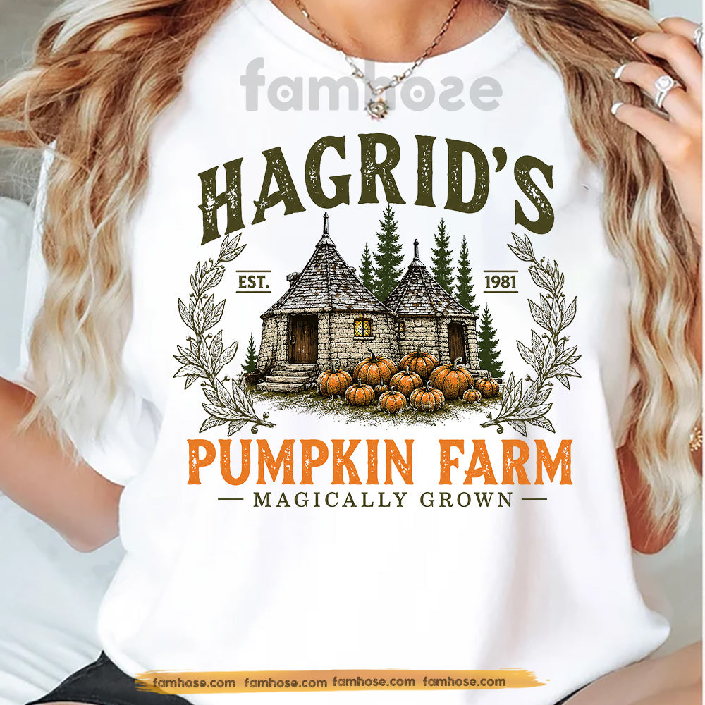 Halloween Magical Pumpkin Patch T-shirt, Hagrid's Pumpkin Farm Tees Cozy Fall Spooky Season Gift For Farmers, Farm Lover