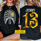 Personalized Halloween Softball Two-sided T-shirt, Softball Is In My Bones Tees Spooky Season Gift For Softball Lover