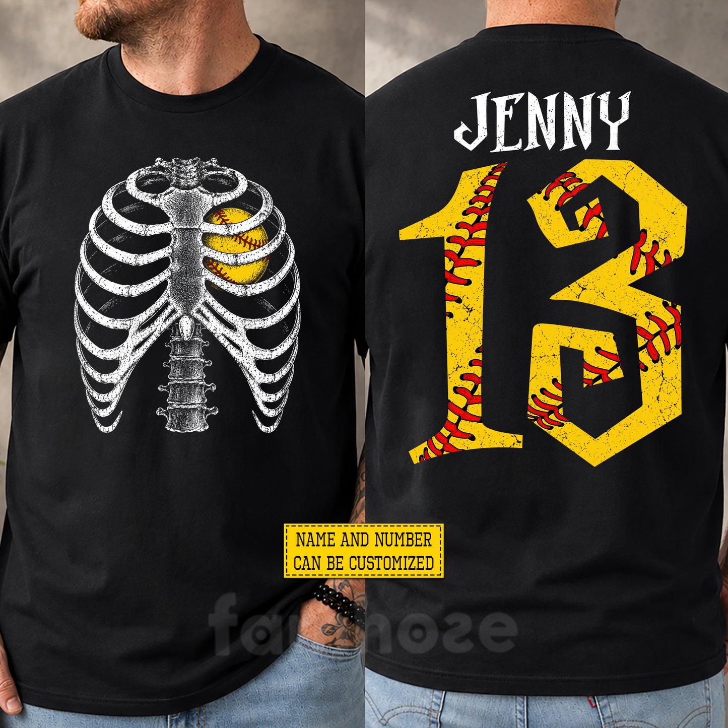 Personalized Halloween Softball Two-sided T-shirt, Softball Is In My Bones Tees Spooky Season Gift For Softball Lover