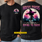 Personalized Halloween Witch Riding Horse Two-sided T-shirt, Hocus Pocus Tees Spooky Season Gift For Horse Riding Lover