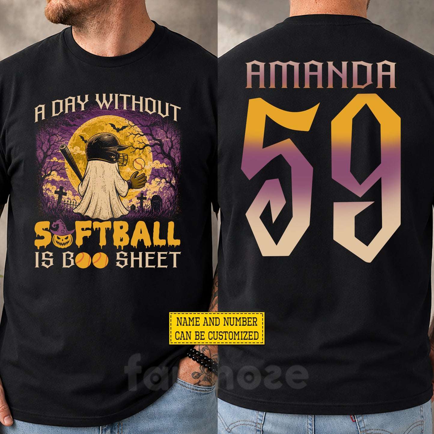 Personalized Halloween Softball Two-sided T-shirt, A Day Without Softball Is Boo Sheet Tees Spooky Season Gift For Softball Lover