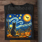 Black Cat Halloween T-shirt, Starry Night Autumn Fall Tees Spooky Season Gift For Cat Lover