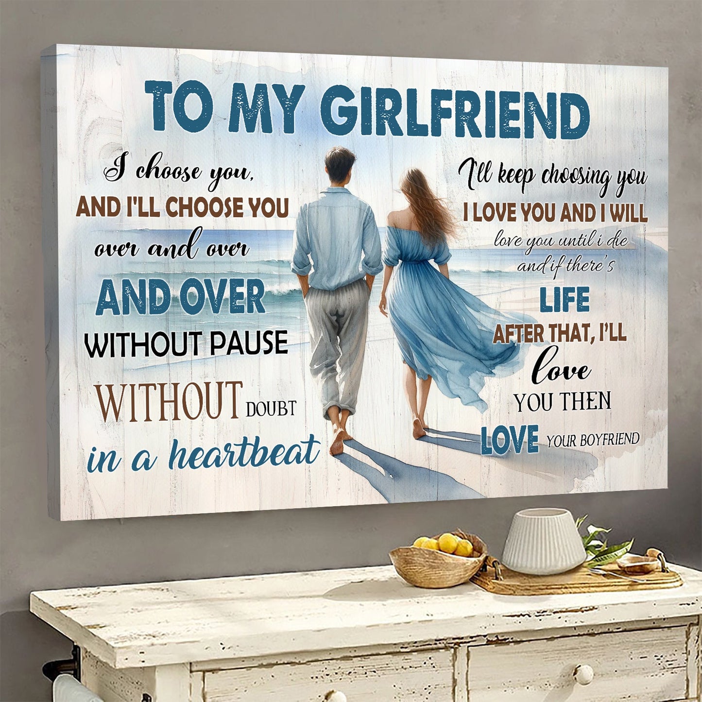 To My Girlfriend I Love You And I Will Love You Until I Die, Valentine's Day Couple Canvas Painting, Love Wall Art Decor - Valentines Poster Gift For Girlfriend From Boyfriend