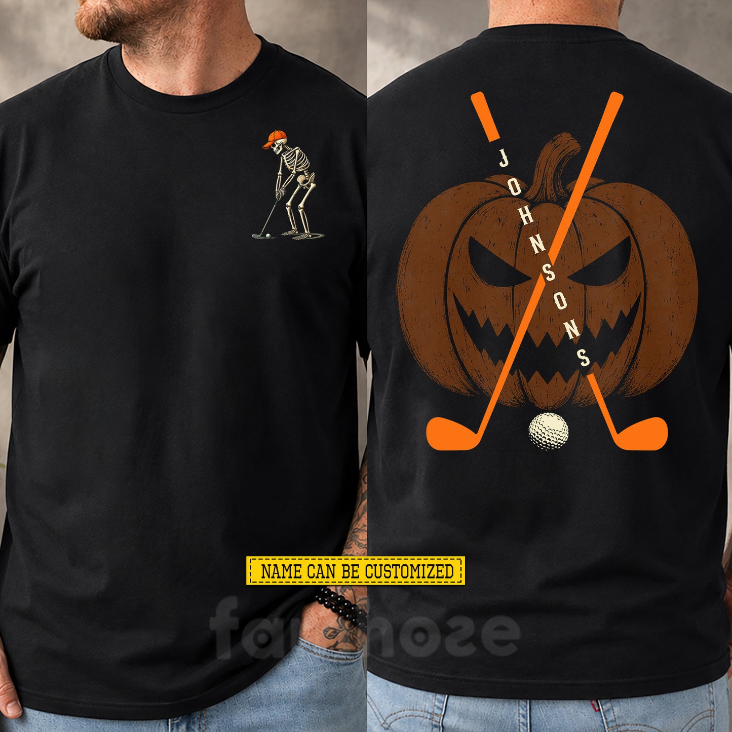 Personalized Halloween Golf Skeleton Two-sided T-shirt, Par Tee From The Grave Tees Spooky Season Gift For Golf Lover