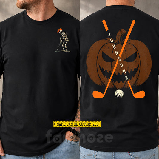 Personalized Halloween Golf Skeleton Two-sided T-shirt, Par Tee From The Grave Tees Spooky Season Gift For Golf Lover