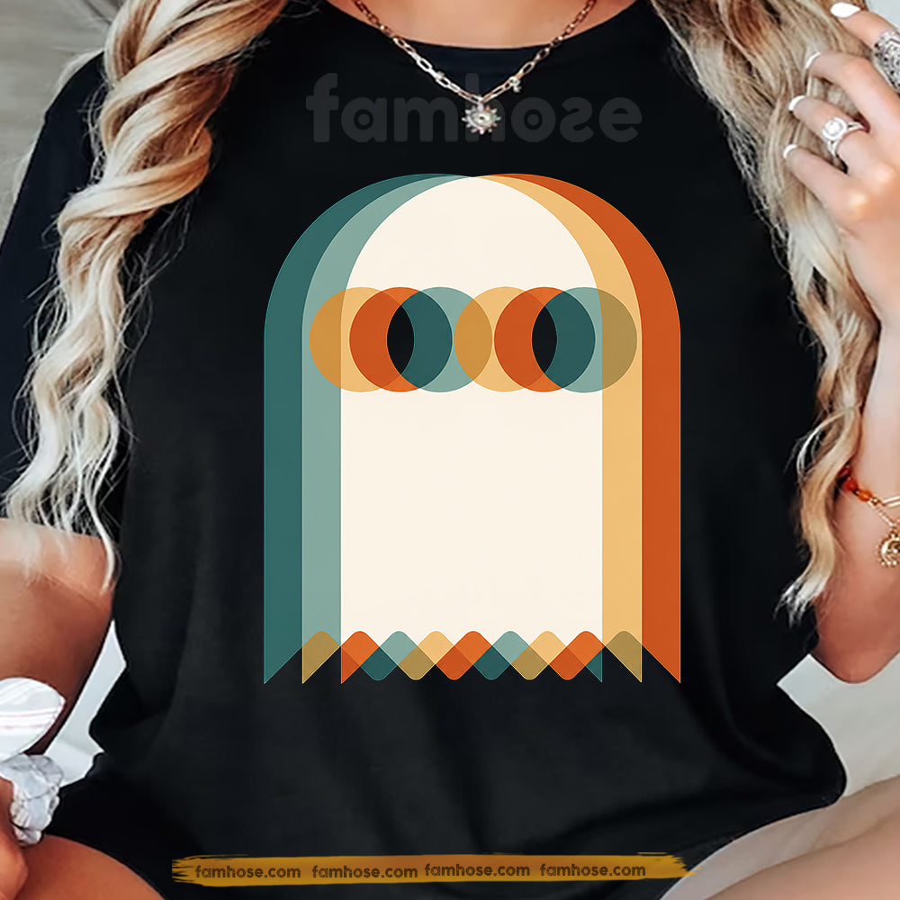 Retro Halloween Boo T-shirt, Cute Minimalist Ghost Tees Fall Spooky Season Gift For Ghost Lover