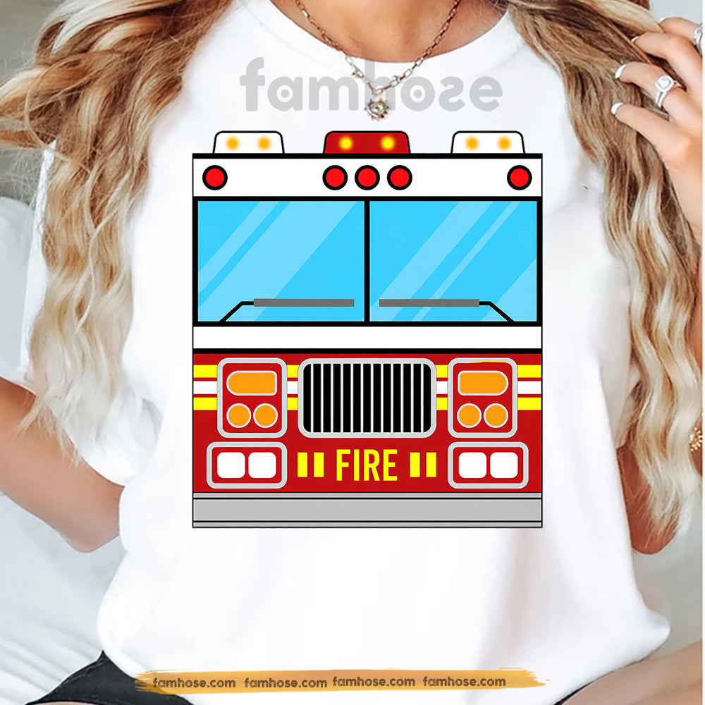 Cute Halloween Fire Truck T-shirt, The Coolest Ride Has Lights Tees Spooky Season Gift For Firefighter Lover