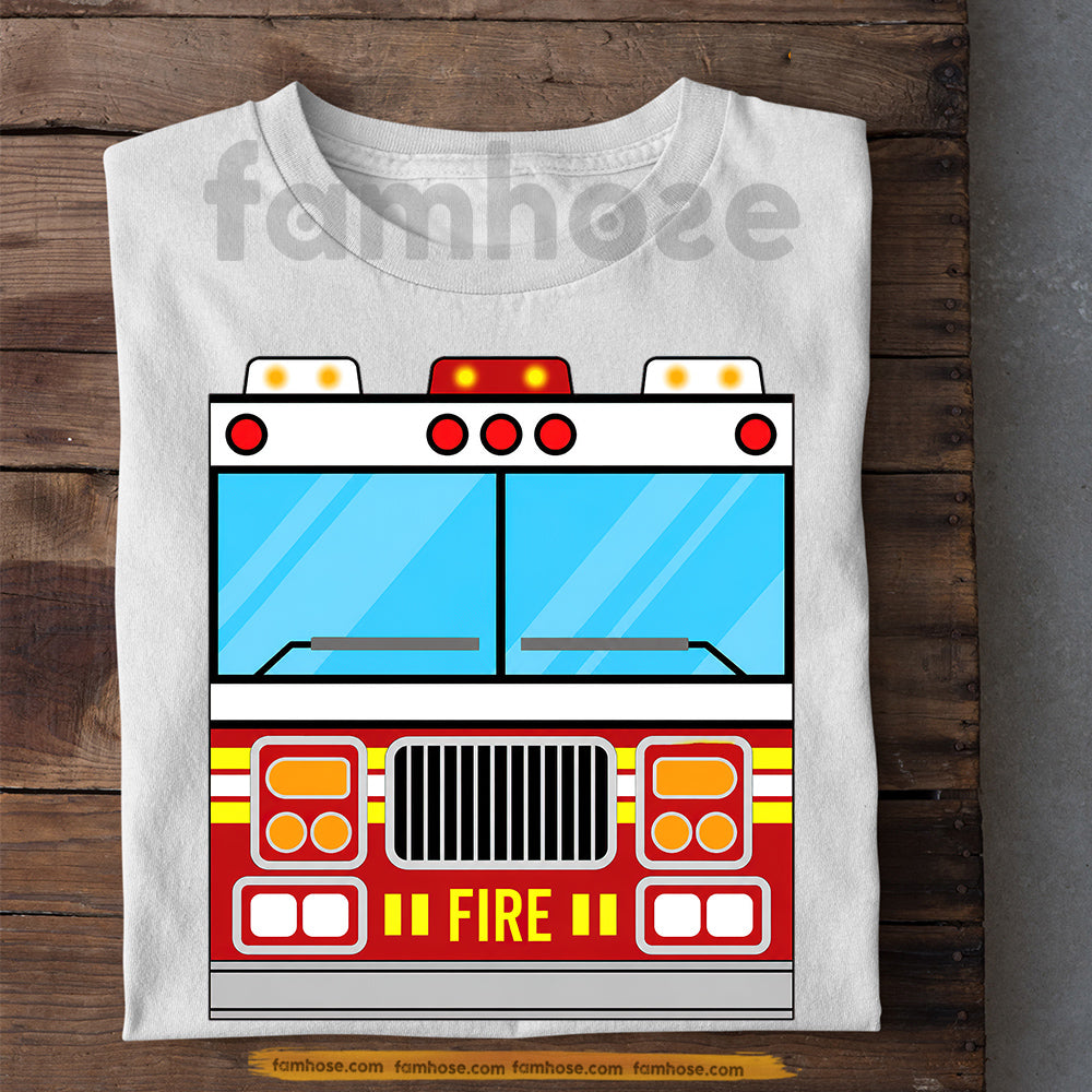 Cute Halloween Fire Truck T-shirt, The Coolest Ride Has Lights Tees Spooky Season Gift For Firefighter Lover