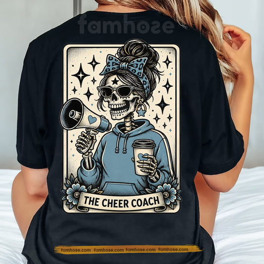 Funny Halloween Skeleton Cheerleader Backside T-shirt, The Cheer Mom Tees Spooky Season Gift For Cheerleading Lover