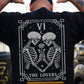 Vintage Halloween Skeleton Backside T-shirt, The Lovers Tarot Card Spooky Season Tees Gothic Gift For Skeleton Lover