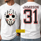 Personalized Halloween Hockey Two-sided T-shirt, Jason Hockey Mask Tees Spooky Season Gift For Hockey Lover