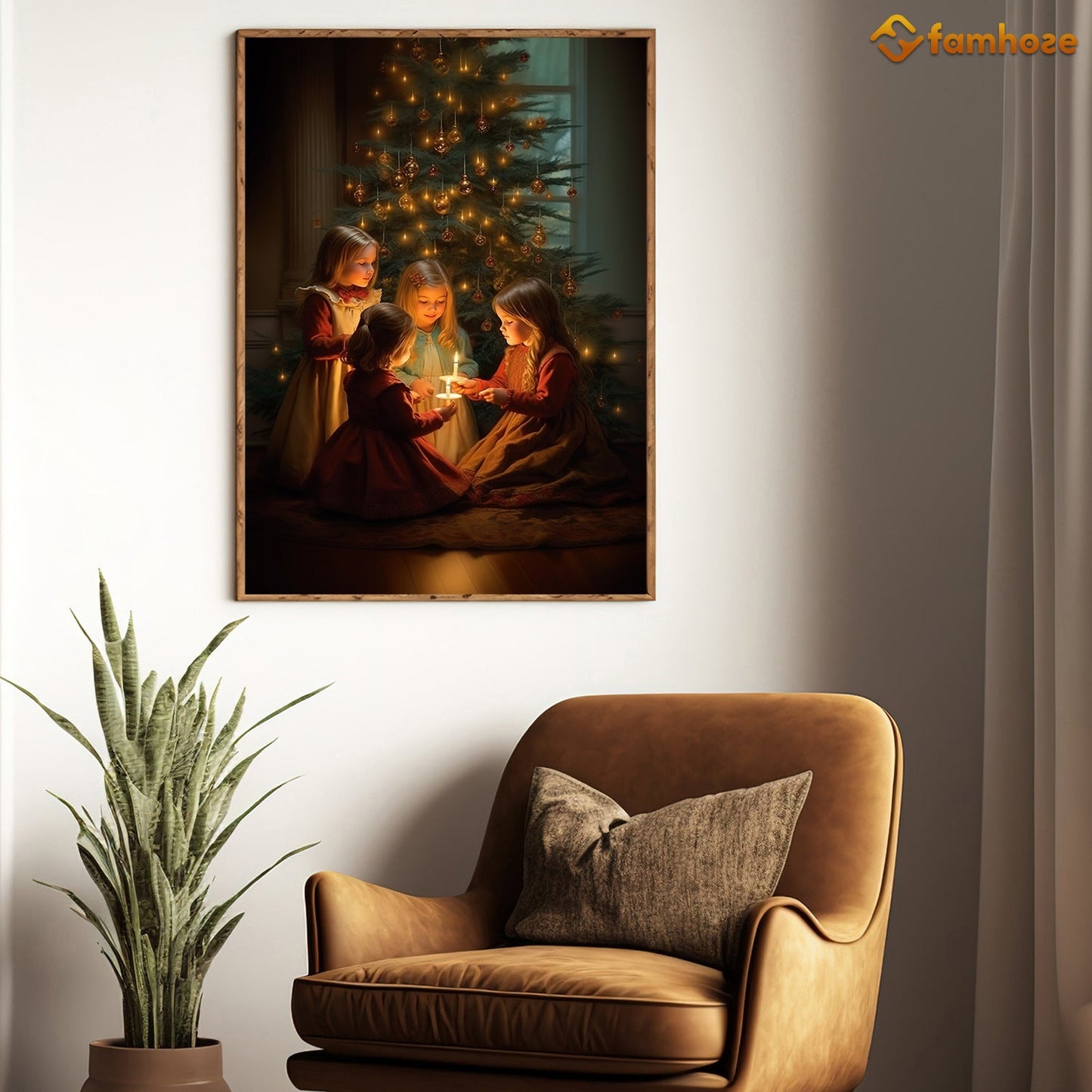 Cherished Moments Children's Candlelit Christmas Christmas Canvas Painting, Xmas Wall Art Decor - Christmas Poster Gift