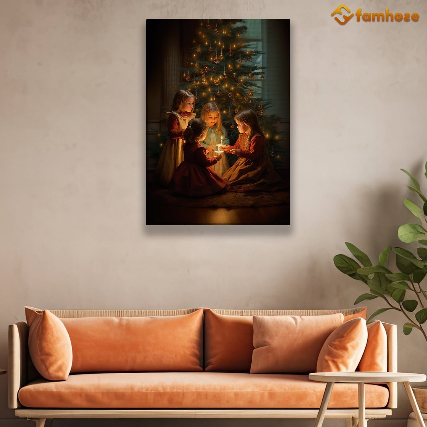 Cherished Moments Children's Candlelit Christmas Christmas Canvas Painting, Xmas Wall Art Decor - Christmas Poster Gift