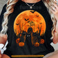 Halloween Black Cat T-shirt, Spooky Full Moon Cat Tees Spooky Season Gift For Cat Lover