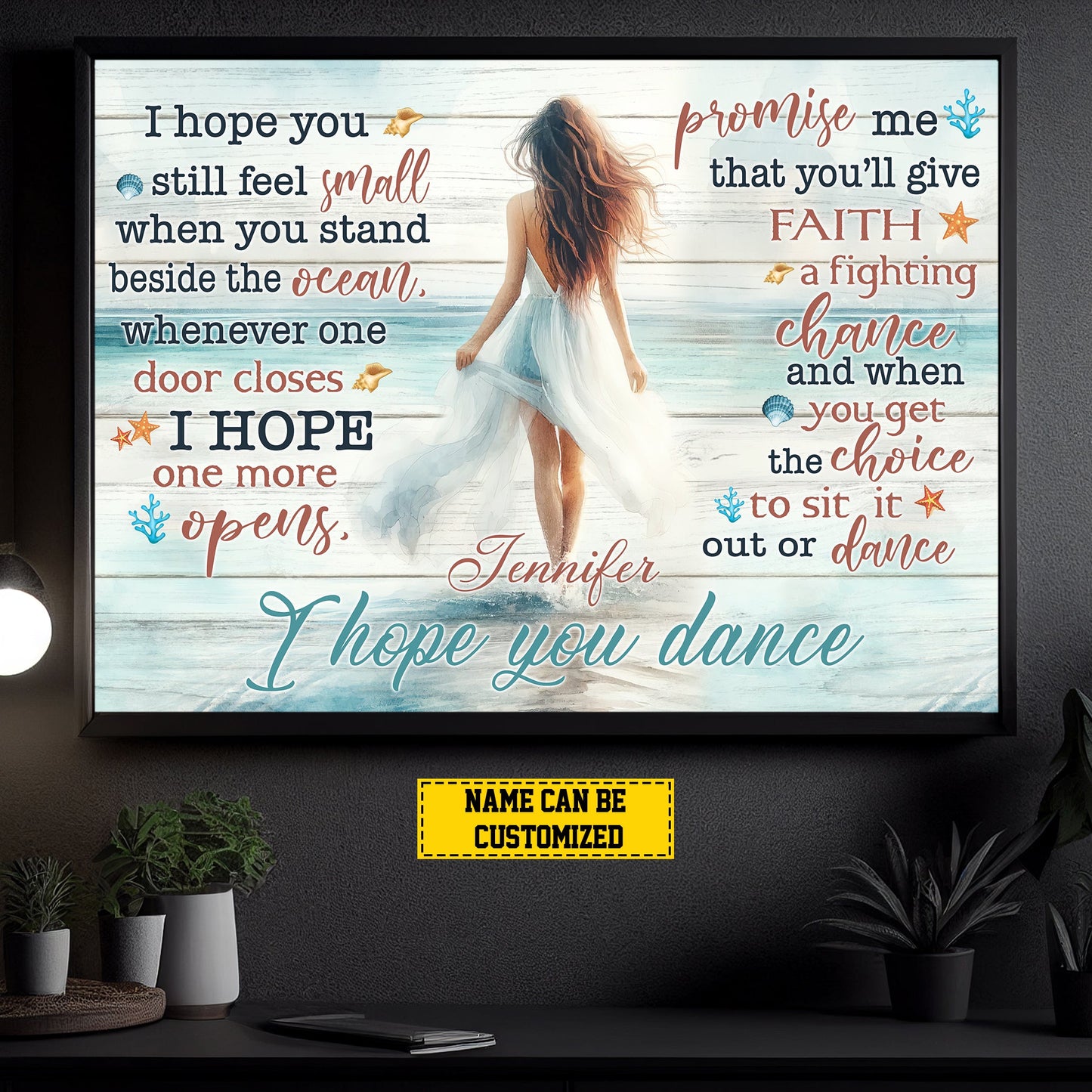 I Hope You Dance, Personalized Motivational Girl Canvas Painting, Inspirational Quotes Wall Art Decor, Poster Gift For Girls