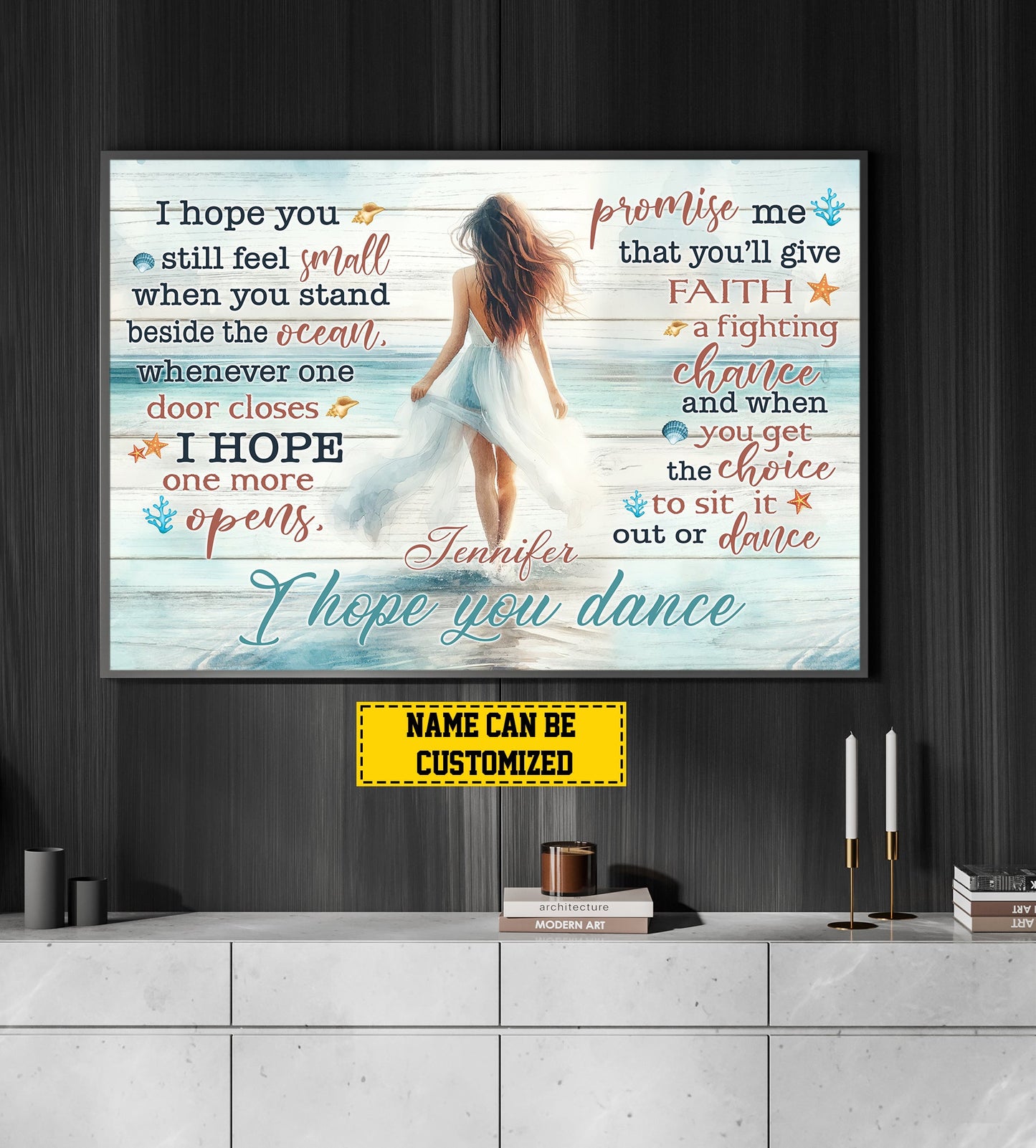 I Hope You Dance, Personalized Motivational Girl Canvas Painting, Inspirational Quotes Wall Art Decor, Poster Gift For Girls