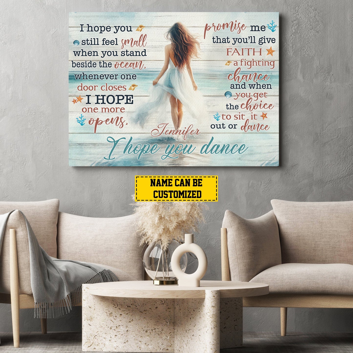 I Hope You Dance, Personalized Motivational Girl Canvas Painting, Inspirational Quotes Wall Art Decor, Poster Gift For Girls