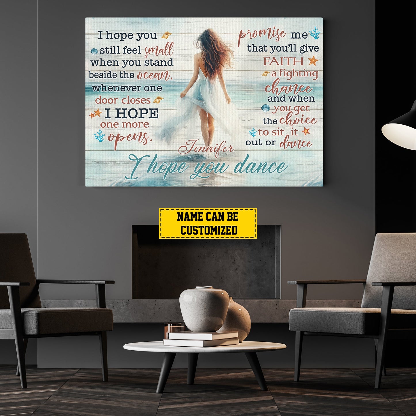 I Hope You Dance, Personalized Motivational Girl Canvas Painting, Inspirational Quotes Wall Art Decor, Poster Gift For Girls