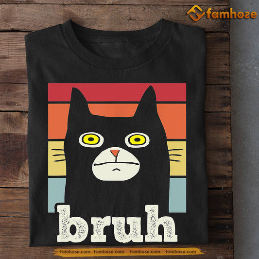 Vintage Halloween Cat T-shirt, Bruh, Spooky Season Gift For Cat Lovers, Cat Owners Tee