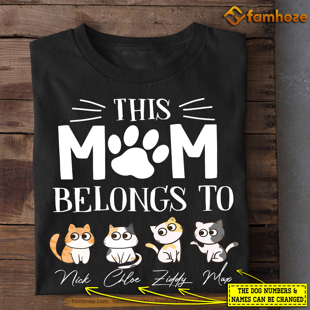 Personalized Cat T-shirt, This Mom Belongs To, Mother's Day Gift For Cat Lovers, Cat Owners, Cat Tees