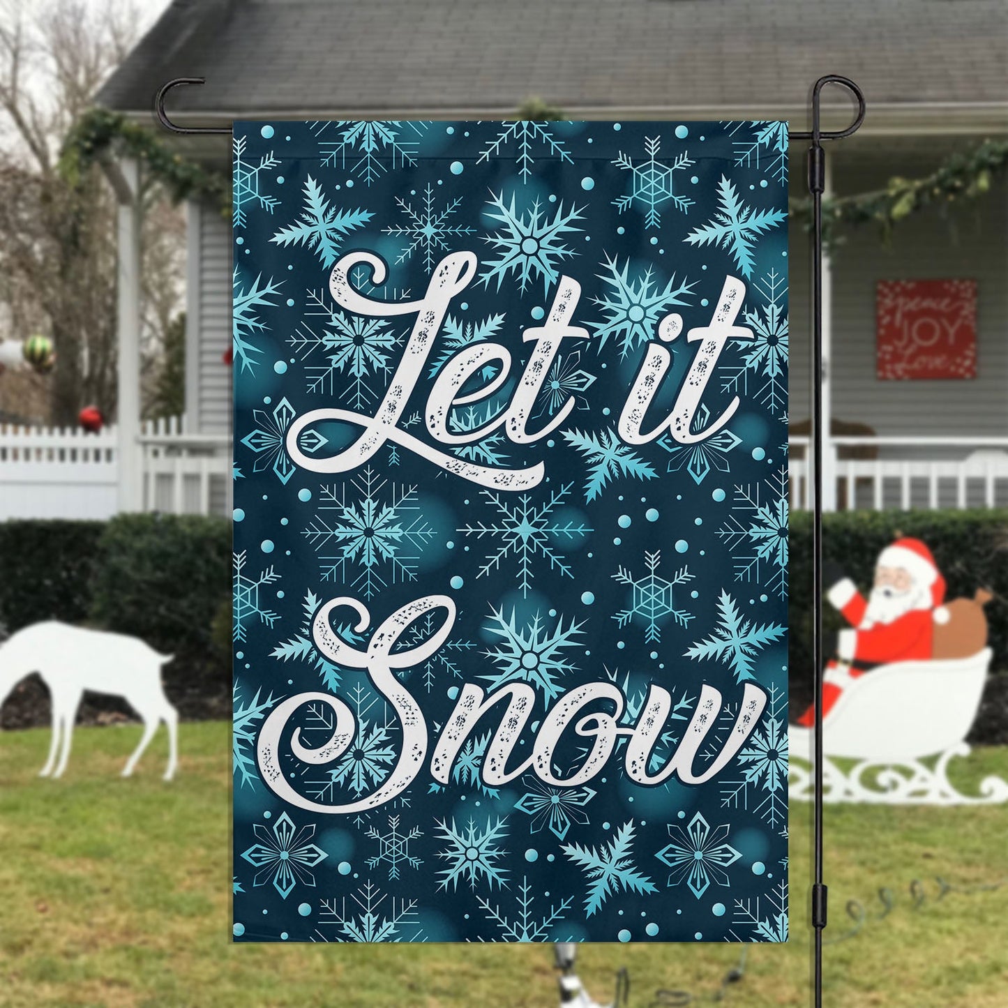 Let It Snow, Winter Xmas Brighten Garden Flag & House Flag, Christmas Flag Gift