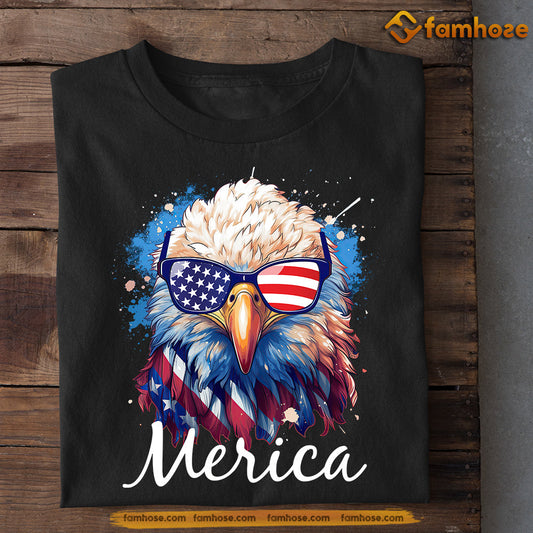 July 4th Eagle T-shirt, Merica Eagle With Glasses Eagle Patriotic Tees, Independence Day Gift For Eagle Lovers