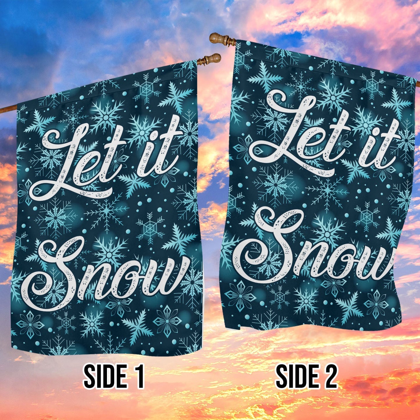 Let It Snow, Winter Xmas Brighten Garden Flag & House Flag, Christmas Flag Gift