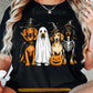 Halloween Dachshund Dog T-Shirt, Cute Ghost Witch Skeleton Wiener Dog Tees Spooky Season Gift For Dog Lover
