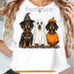 Halloween Dachshund Dog T-shirt, Cute Wiener Dog Ghost Witch Pumpkin Costume Tees Spooky Season Gift For Dog Lover