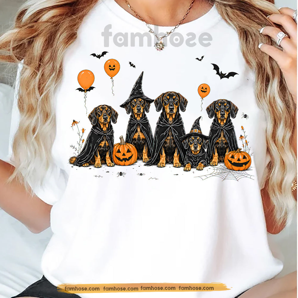 Cute Halloween Dachshund Dog T-shirt, Witch Wiener Dog Family Tees Fall Spooky Season Gift For Dog Lover