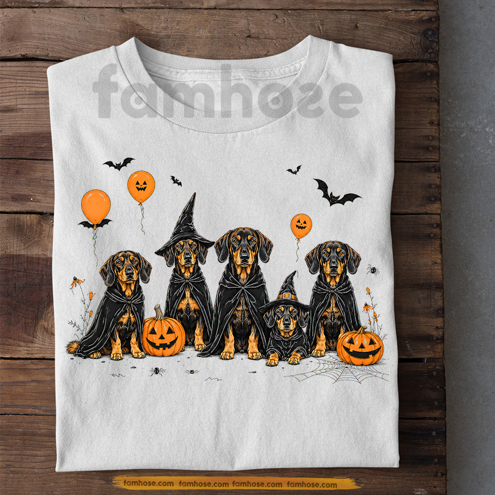Cute Halloween Dachshund Dog T-shirt, Witch Wiener Dog Family Tees Fall Spooky Season Gift For Dog Lover