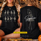 Funny Personalized Halloween Skeleton Ballerina Two-sided T-shirt, Ballet Beyond The Grave Tees Spooky Season Gift For Ballet Lover
