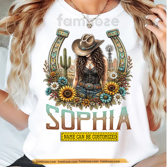 Personalized Cowgirl T-shirt, Wildflowers Boots Blooms And Western Dreams Tees Gift For Cowgirls