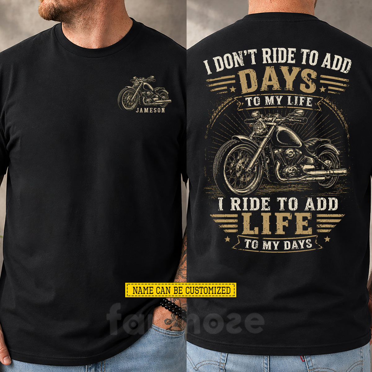 Personalized Motorcycle Two-sided T-shirt, I Don't Ride To Add Days To My Life Tees Gift For Bikers