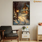 Warm Glow on a Snowy Eve A Cozy Cottage Retreat Christmas Canvas Painting, Xmas Wall Art Decor - Christmas Poster Gift