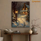 Warm Glow on a Snowy Eve A Cozy Cottage Retreat Christmas Canvas Painting, Xmas Wall Art Decor - Christmas Poster Gift