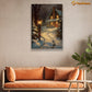 Warm Glow on a Snowy Eve A Cozy Cottage Retreat Christmas Canvas Painting, Xmas Wall Art Decor - Christmas Poster Gift