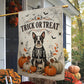 Vintage Halloween French Bulldog Dog Garden & House Flag, Trick Or Treat Yard Flag, Spooky Season Gift For Dog Lover