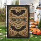 Vintage Halloween Gothic Bat Garden & House Flag, Unwelcome Yard Flag, Spooky Season Gift For Bat Lover