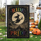 Halloween Rainbow Witch LGBT Pride Garden & House Flag, Ride Pride Yard Flag, Spooky Season Gift For Witch Lover