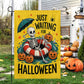 Just Waiting For Halloween Garden & House Flag, Funny Halloween Skeleton Pool Swimming Yard Flag Spooky Season Gift For Skeleton Lover