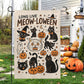 Vintage Halloween Black Cat Garden & House Flag, Long Live Meow-Loween Yard Flag, Funny Spooky Season Gift For Cat Lover