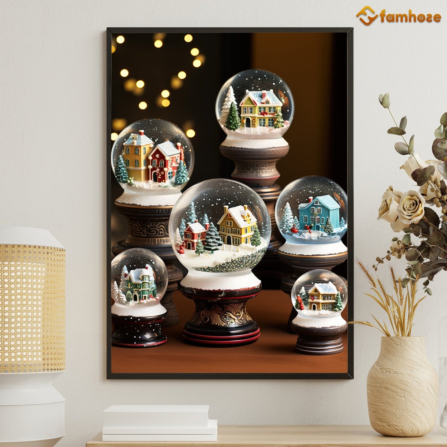 Enchanted Winter Wonders A Collection of Christmas Snow Globes Christmas Canvas Painting, Xmas Wall Art Decor - Christmas Poster Gift