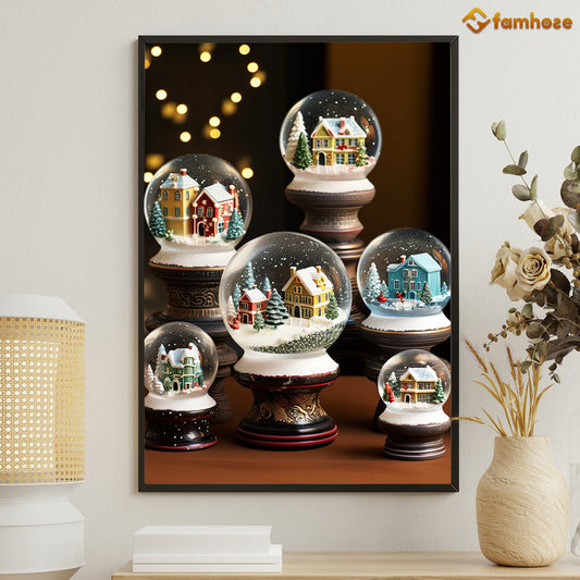 Enchanted Winter Wonders A Collection of Christmas Snow Globes Christmas Canvas Painting, Xmas Wall Art Decor - Christmas Poster Gift
