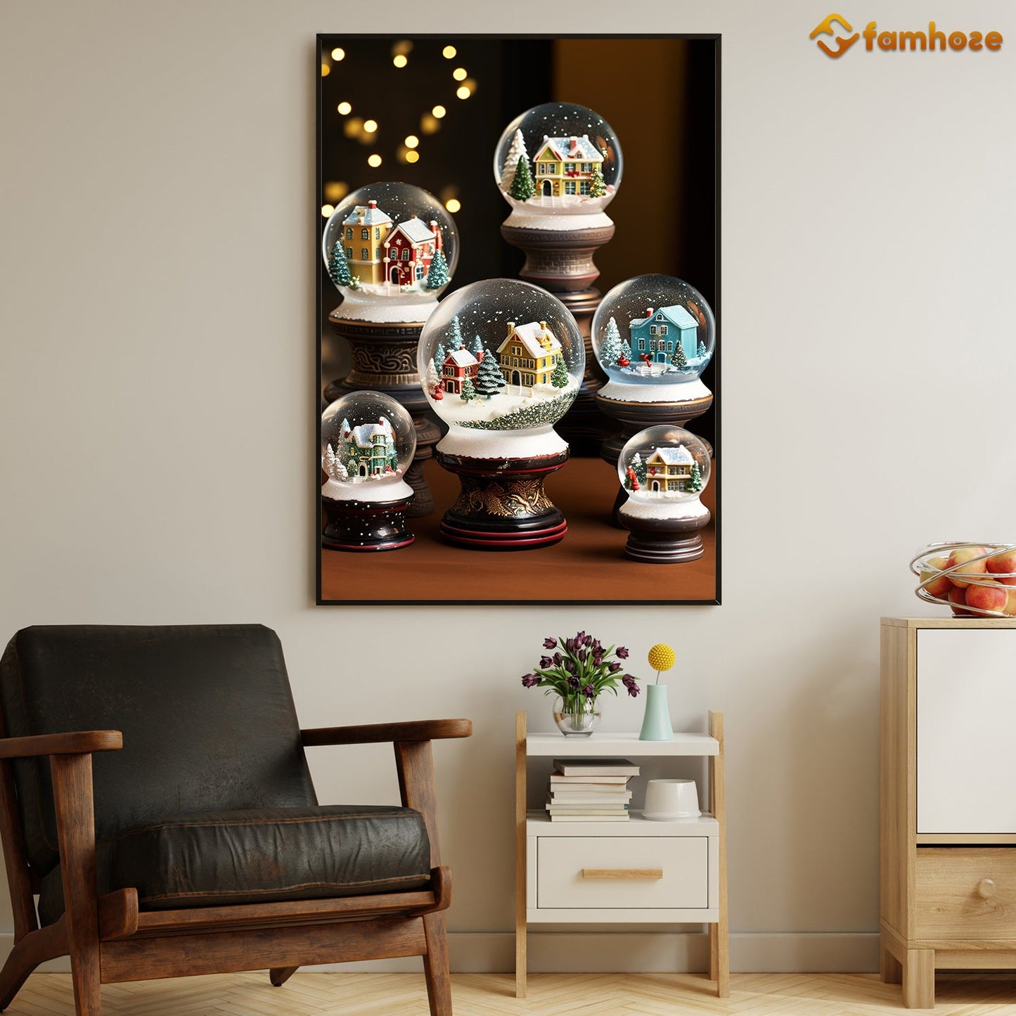 Enchanted Winter Wonders A Collection of Christmas Snow Globes Christmas Canvas Painting, Xmas Wall Art Decor - Christmas Poster Gift